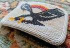 Antique Beaded Buckskin Native American Indian Belt Buckle Bald Eagle  amazing  