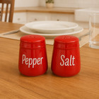Red Ceramic Salt And Pepper Shaker Set Classic Retro Diner Style 2 Oz Each