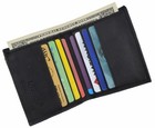 Mens Black Genuine Leather Credit Card Holder Wallet With Vertical Slots New