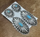 Native American Sterling Silver Navajo Handmade Natural Turquoise Dangle Earring