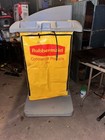 Large Gray Rubbermaid Janitorial Cart With Vinyl Bags  Moderately Used 