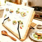 Recipe Book Holder  Bamboo Book Stand With 6 Adjustable Angles  Foldable Lock   