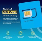 H2o Wireless Sim Card 3 In 1 Standard   Micro  Nano Sizes Select Your Plan