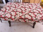 Christmas Holiday Tablecloth Oblong Poinsettias Cotton Blend