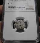 1744 P-q  bolivia-potosi  1 Real  silver  Cob  f-12 Details  --ngc--