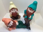 Vintage Set Of 3 Ceramic Hand Painted Garden Gnomes 1977