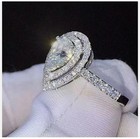 Pear  Real 14k Solid White Gold Certified Moissanite Engagement 2 5 Tcw Cut Ring