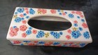 Vintage Ceramic Kleenex Tissue Box Cover Bees Pink Blue Flower Power