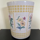 Vtg Floral Bathroom Set - Plastic Trash Can 10   High -soap Dish -canister  read