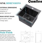Comllen 15x15 Inch Drop In Bar Sink Black 18 Drop In 15 X 15 Inch  Black 