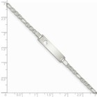  925 Sterling Silver Engraveable Id W  Heart Figaro Link Baby Bracelet 5 5  - 6 