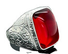 Men   s 925 Sterling Silver Red Carnelian Aqeeq Ring Vintage Handmade Square Gemst
