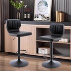 Adjustable Bar Stools Set Of 2  Modern Pu Leather Swivel Barstools With Back