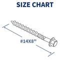 50-pcs Structural Wood Screws 8 Inch  14 X 8 Heavy Duty Timber Screws Rust Resi