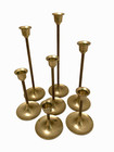 Vintage Set 7 Graduated Brass Candle Sticks Taiwan 2 75  Thru 8 75  Tall X 2 5 