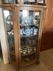 Antique Oak Buffet  China Cabinet Table   6 Chairs