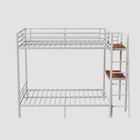 White Full Size Metal Bunk Bed Loft With Desk   Storage  400 Lbs Capacity