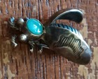 Vintage Sterling   Turquoise Navajo Bee Pin  Native American  Made Old Pawn