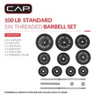 100lb Standard Cast Iron Weight Set With 3-pc Bar