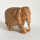 Wooden Indian Elephant Ornate Hand-carved Figurine Sculpture Statue 2 5    Tall