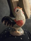Vintage Ceramic Rooster Pie Bird Vent Funnel Roman Inc White Black Red 1990s