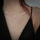 Women Fashion 925 Sterling Silver Interlocked Heart Beauty Lover Necklace Chain