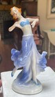Vintage Antique Art Nouveau Blue Porcelain Dancing Lady Figurine Germany
