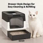 Large- Enclosed Cat Litter Box Drawer Style Covered Kitty Toilet Easy Clean