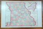 Vintage 1904 Missouri Map 22 x14    Old Antique Original St Louis Kansas City Mo