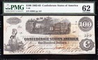 Amazing Crisp Uncirculated T-40 1862  100 Confederate  train  Csa Note  Pmg 62 
