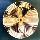 Vtg Handwoven 14    Coil Basket Abstract Design  original Tag Made Botswana 1980s
