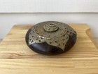 Antique Handmade Carved Wood And Silver Opium tobacco Box