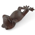 Cast Iron Lazy Frog Figurine Rustic Shelf Sitter Or Paperweight  6  Brown