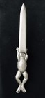 Pewter Frog Toad Pond Ribbit Reptile Silver Metal Knife Letter Opener Figurine G