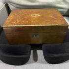 Writing Desk Box Walnut W  2 Ink Wells No Key Antique Victorian 1800s England