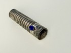 Antique Ribbed Cylindrical 800 Silver Lipstick Holder W Blue Stone Art Deco
