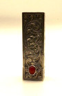 Vintage Floral Etched Silver 800 Red Coral Gemstone Lipstick Holder