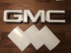 07-17 Gmc Sierra Yukon Gloss White Front Grill   Rear Emblem Overlay Kit Decal