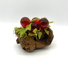 Vintage Lucite Grapes Red Burl Wood Mid Century Modern Decor Driftwood Acrylic