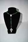 Handmade Irish Rosary     Shamrock Beads  St  Patrick Centerpiece   Celtic Crucifi