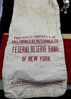 Vintage Federal Reserve Bank Of New York   Canvas Money Coin Bank Bag 10  X 18   