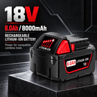 2pack 8 0ah 18v Battery Compatible With Milwaukee M18 48-11-1850 48-11-1840