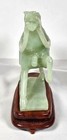 Vintage Chinese Carved Green Jade Horse Figurine With Stand Tang Style