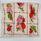 Vintage Pink Bamboo Fruit Parisian Prints Pure Linen Kitchen Dish Tea Towel Nos
