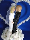 New Vintage Elegant Wedding Cake Topper Bride   Groom With Shimmering Heart  261