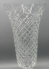 Pair  2  Hawkes Gorgeous Large Cut Crystal Vase W sterling Base Size 15    Antique