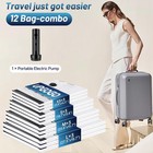 Upgogo Travel Vacuum Bags For Luggage With Portable 12 Combo  Electric Pump