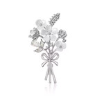 Rhinestone Plum Blossom Bouquet Flower Brooch Silver Pin Spring Summer Jewelrygi
