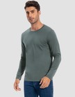 Men s 2 Pack Long Sleeve Soft Casual Cotton Crew Neck Shirts  grey Green  M 