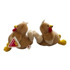 Two Dakin 1993 Chickens Hens Rooster Toy 10  Plush Stuffed Animal Vintage Nwt
